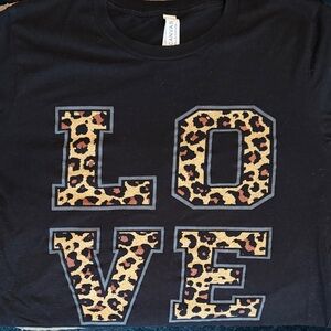 Bella Canvas Women’s Tee Black with Leopard 'LOVE' Design
